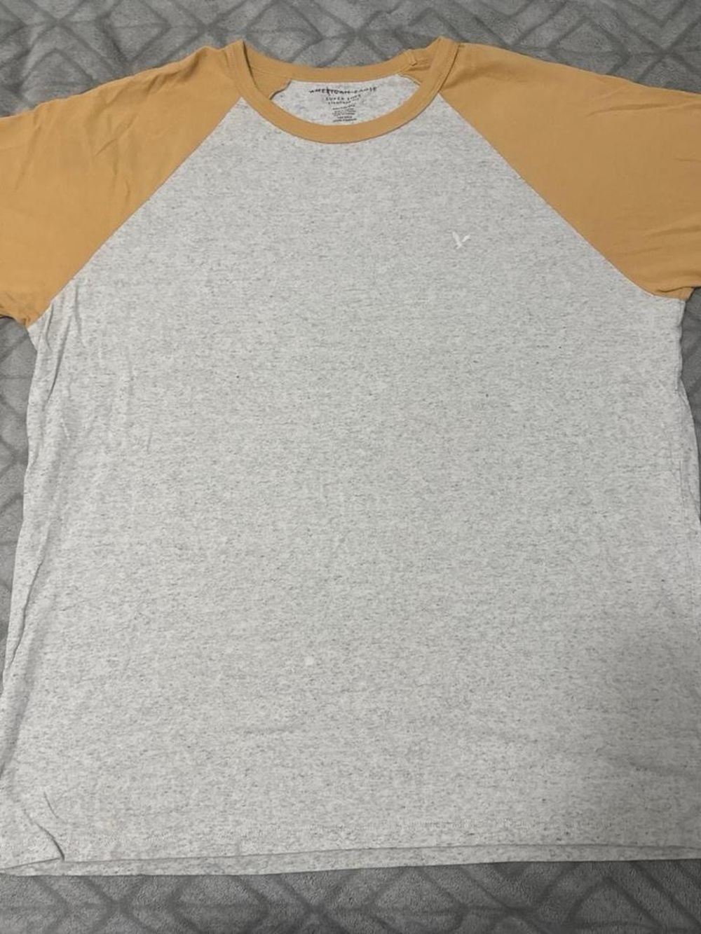 American Eagle Outfitters Short Sleeve Raglan Tee - Gray & Mustard